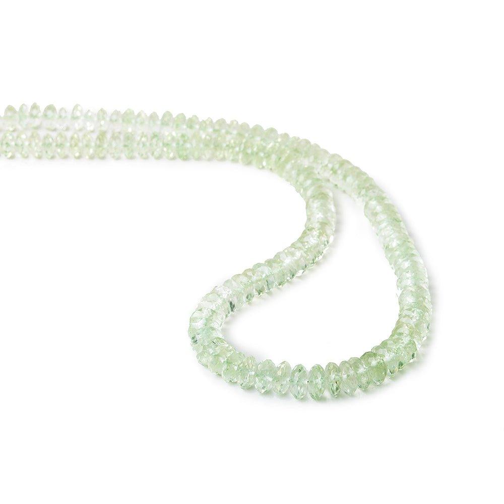 5.5-7mm Prasiolite (Green Amethyst) Modified German Faceted Rondelles 16 inch 129 beads A - The Bead Traders