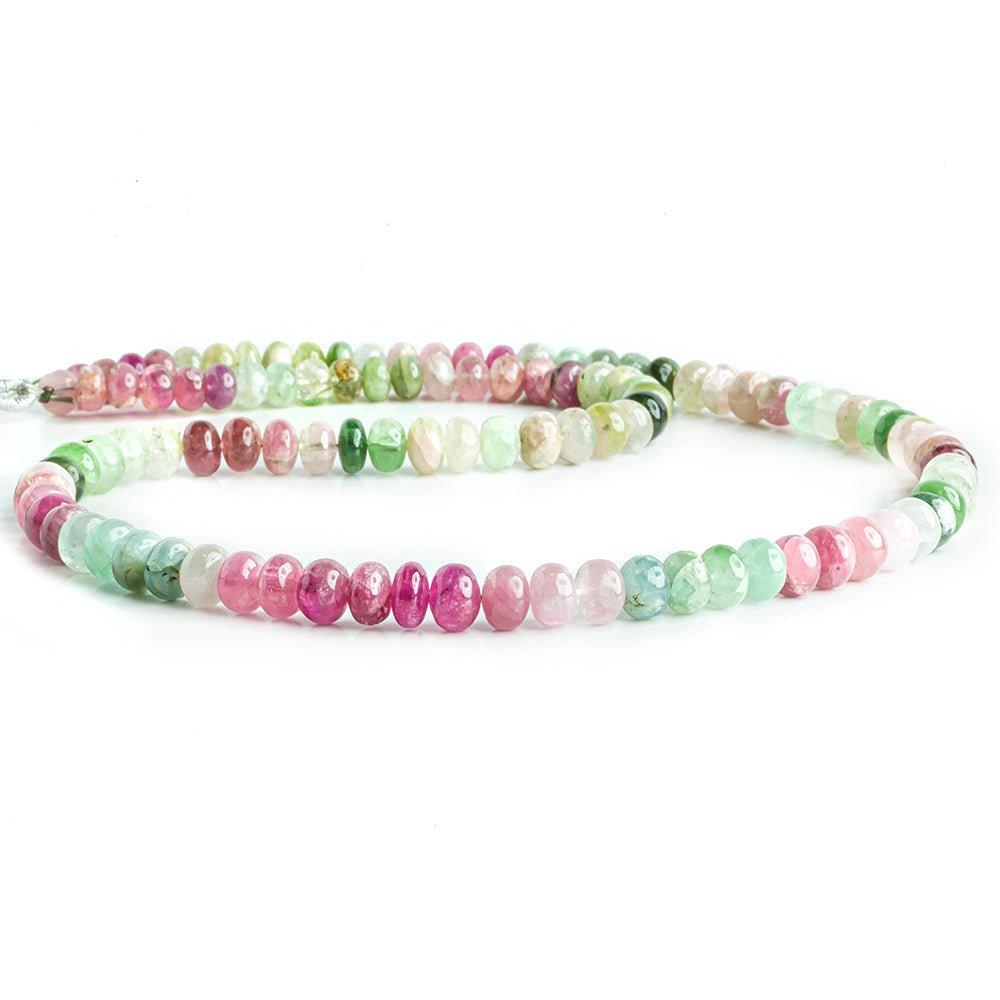 5.5m-7mm Multi Color Tourmaline Plain Rondelle Beads 18 inch 105 pieces - The Bead Traders