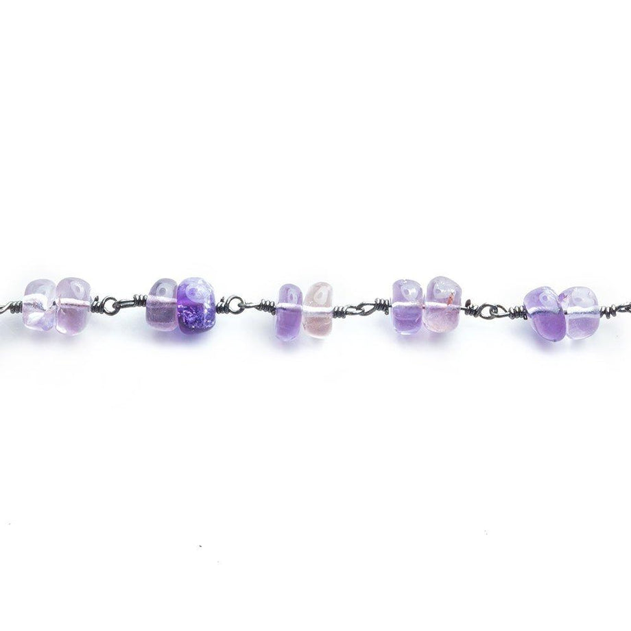 5.5mm-6mm Amethyst Double Plain Rondelle Black Gold Chain by the Foot 46 pieces
