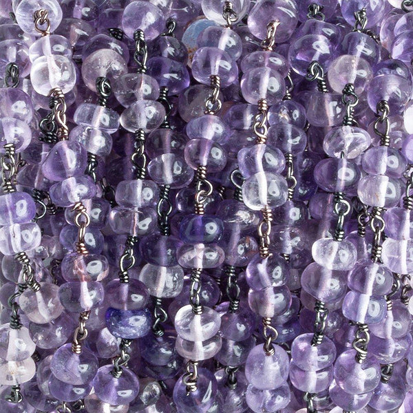 5.5mm-6mm Amethyst Double Plain Rondelle Black Gold Chain by the Foot 46 pieces