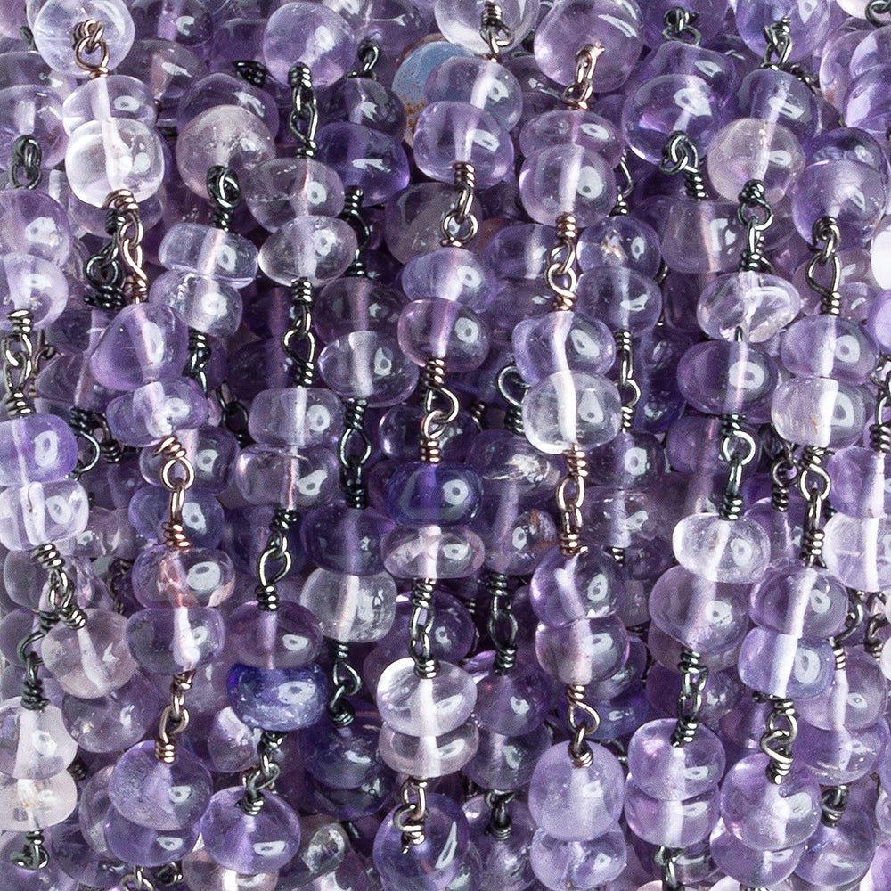 5.5mm-6mm Amethyst Double Plain Rondelle Black Gold Chain by the Foot 46 pieces - The Bead Traders