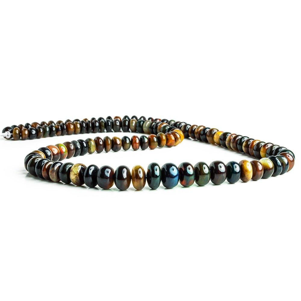 5.5mm-9.5mm Black Ethiopian Opal Plain Rondelle Beads 18 inch 110 pieces - The Bead Traders