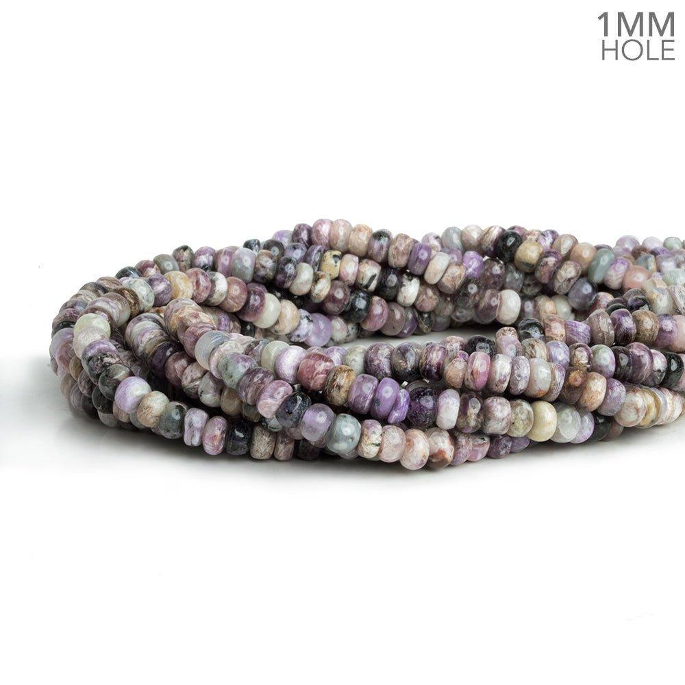 5.5mm Charoite Plain Rondelle Beads 16 inch 120 pieces - The Bead Traders