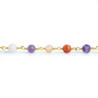 5.5mm Multi Gemstone Plain Rounds Gold Chain - The Bead Traders