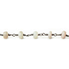 5.5mm Pink Peruvian Opal Plain Rondelle Black Gold plated Chain - The Bead Traders