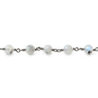 5.5mm Rainbow Moonstone plain round Black Gold plated Chain by the foot 24 beads - The Bead Traders