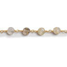 5.5mm Rutilated Quartz faceted coins Gold plated Chain by the foot 28 pcs - The Bead Traders