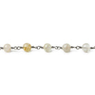 5.5mm Rutilated Quartz plain round Black Gold plated Chain by the foot 24 beads - The Bead Traders
