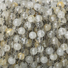5.5mm Rutilated Quartz plain round Black Gold plated Chain by the foot 24 beads - The Bead Traders