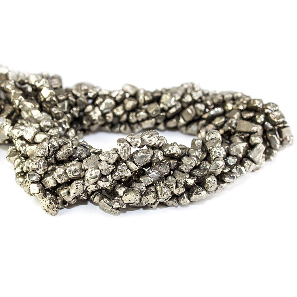 5.5x3.5-7x6.8mm Golden Pyrite tumbled Nugget Beads 13 inch 67 pieces - The Bead Traders