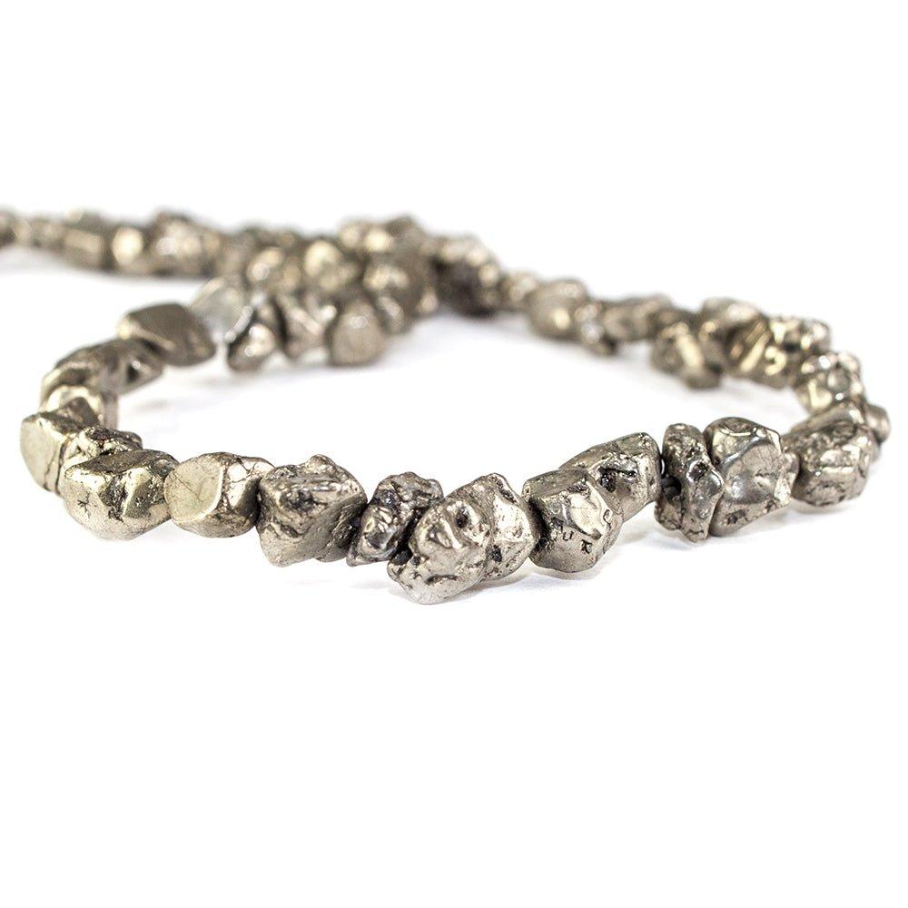 5.5x3.5-7x6.8mm Golden Pyrite tumbled Nugget Beads 13 inch 67 pieces - The Bead Traders
