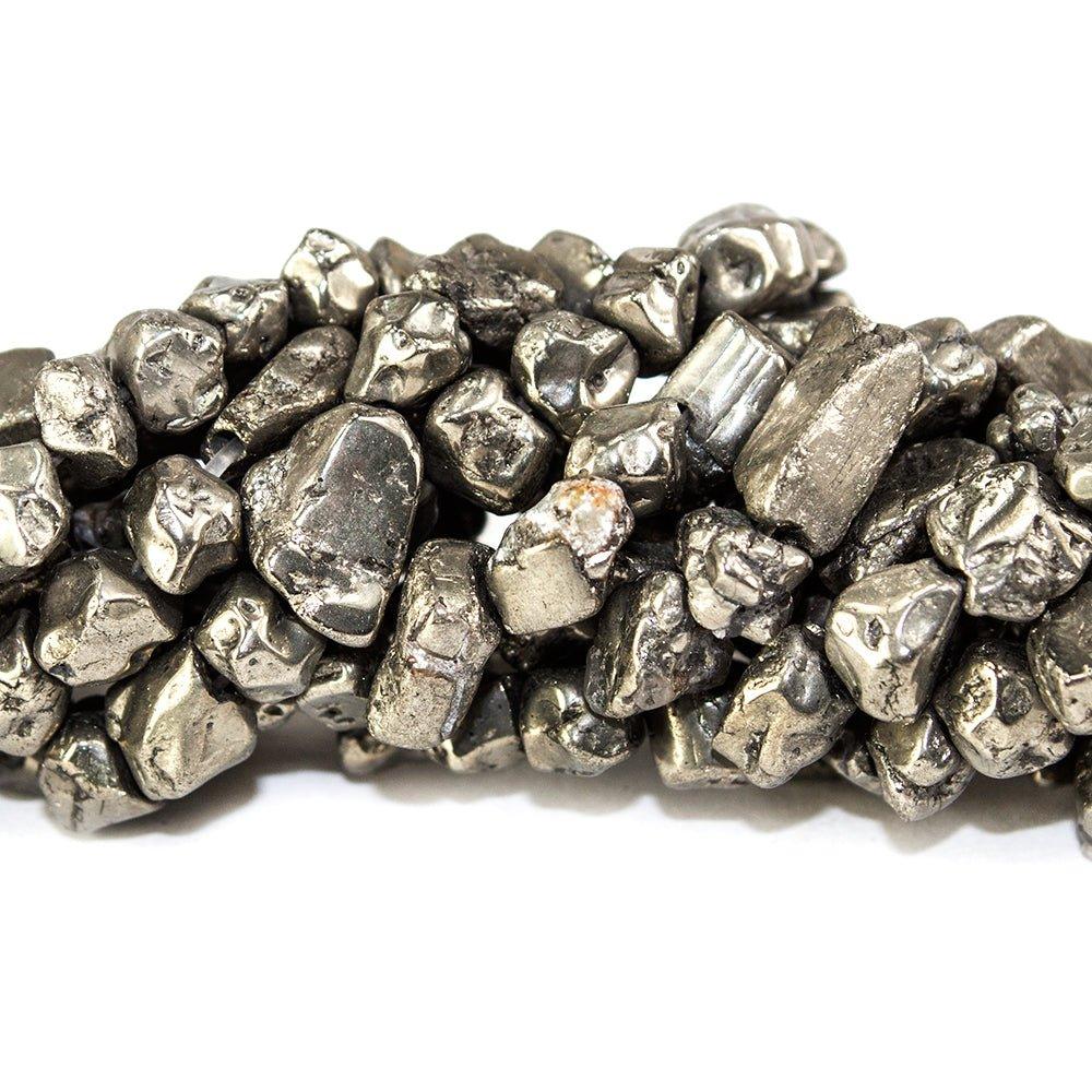 5.5x3.5-7x6.8mm Golden Pyrite tumbled Nugget Beads 13 inch 67 pieces - The Bead Traders