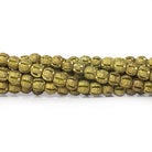 5.5x6mm Brass Textured Round Beads, 8 inch - The Bead Traders
