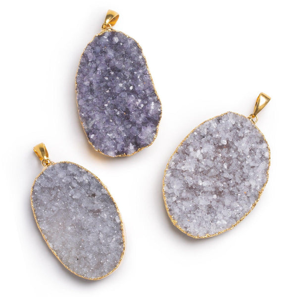56x37mm Gold Leafed Amethyst Drusy Pendant 1 bead