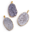 56x37mm Gold Leafed Amethyst Drusy Pendant 1 bead - The Bead Traders