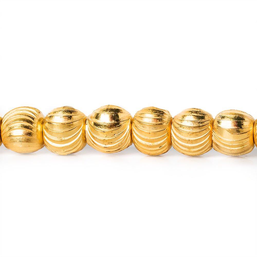 5mm 22kt Gold Plated Brass Diamond Cut Round Beads, 8 inch, 43 beads - The Bead Traders