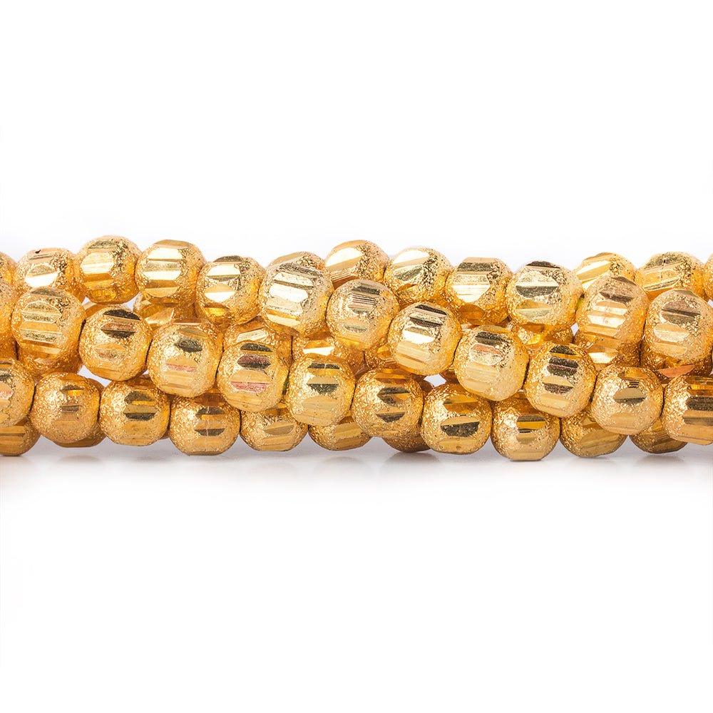 5mm 22kt Gold Plated Brass Stardust Diamond Cut Round Beads, 8 inch, 43 beads - The Bead Traders