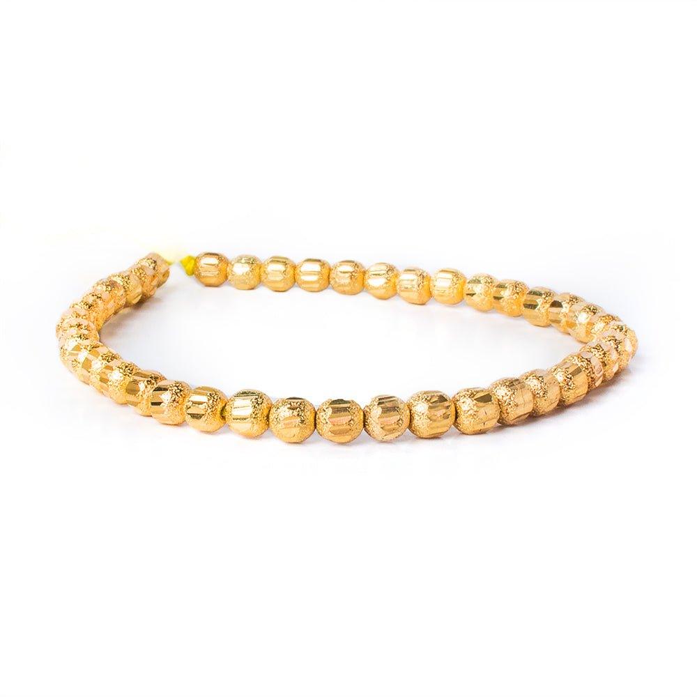 5mm 22kt Gold Plated Brass Stardust Diamond Cut Round Beads, 8 inch, 43 beads - The Bead Traders