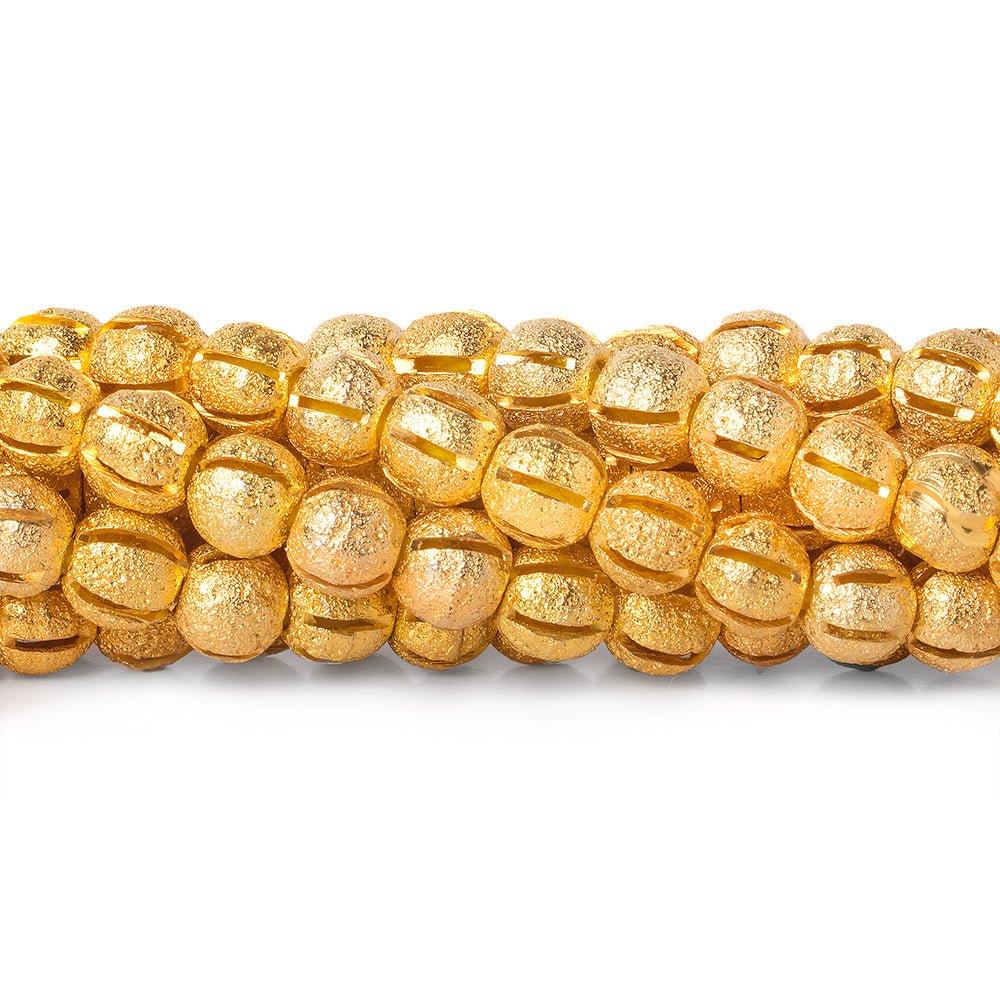 5mm 22kt Gold Plated Brass Stardust Striped Round Beads, 8 inch, 43 beads - The Bead Traders
