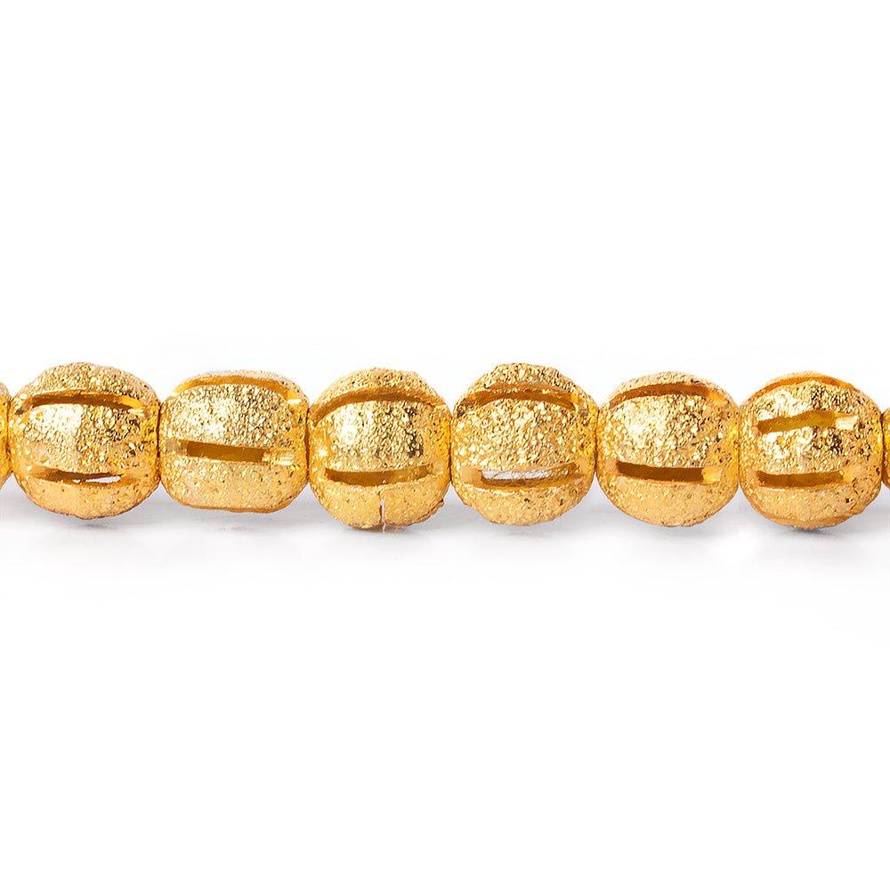 5mm 22kt Gold Plated Brass Stardust Striped Round Beads, 8 inch, 43 beads - The Bead Traders