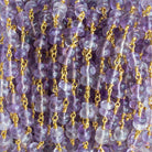 5mm-5.5mm Amethyst Double Plain Rondelle Gold Chain by the Foot 52 pieces - The Bead Traders