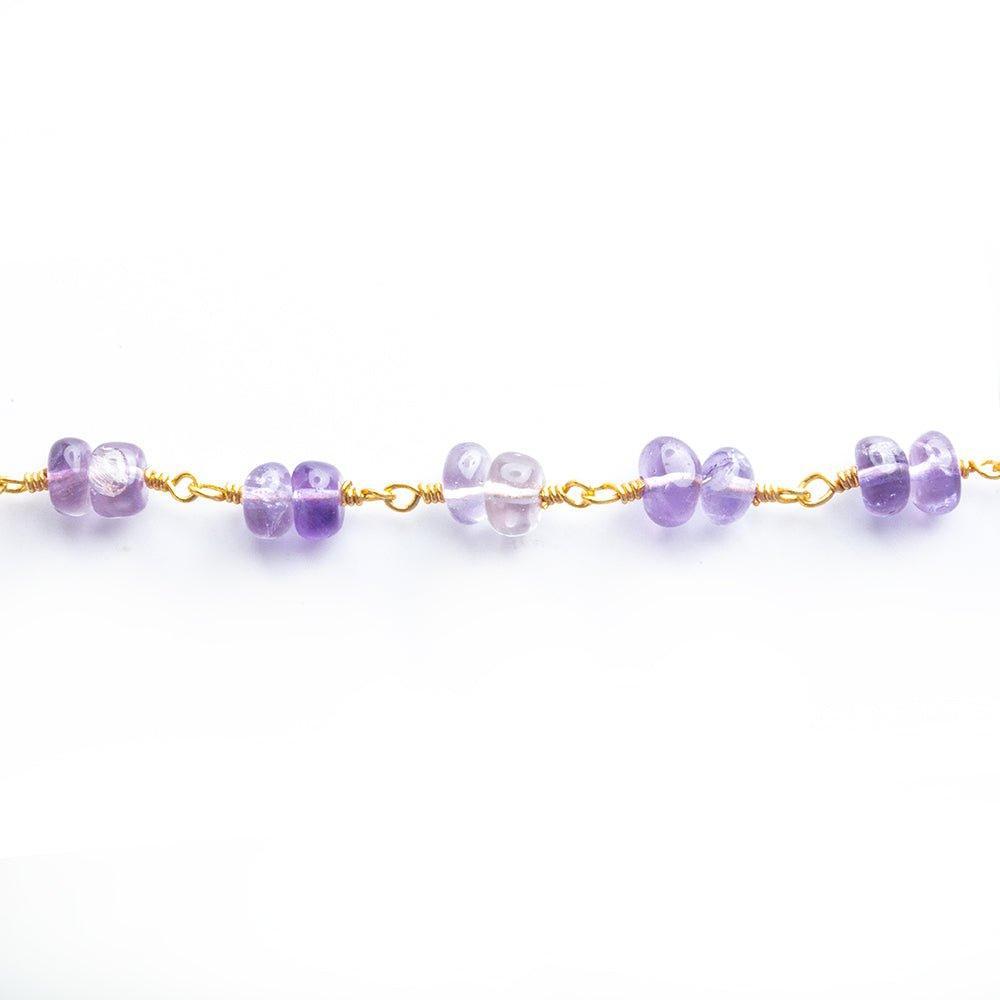 5mm-5.5mm Amethyst Double Plain Rondelle Gold Chain by the Foot 52 pieces - The Bead Traders