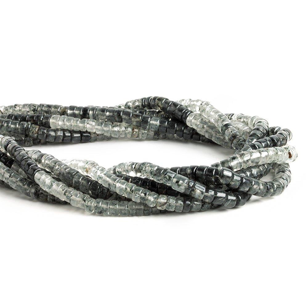 5mm-5.5mm Black Tourmalinated Quartz Heishi Beads 16 inch 125 pieces - The Bead Traders