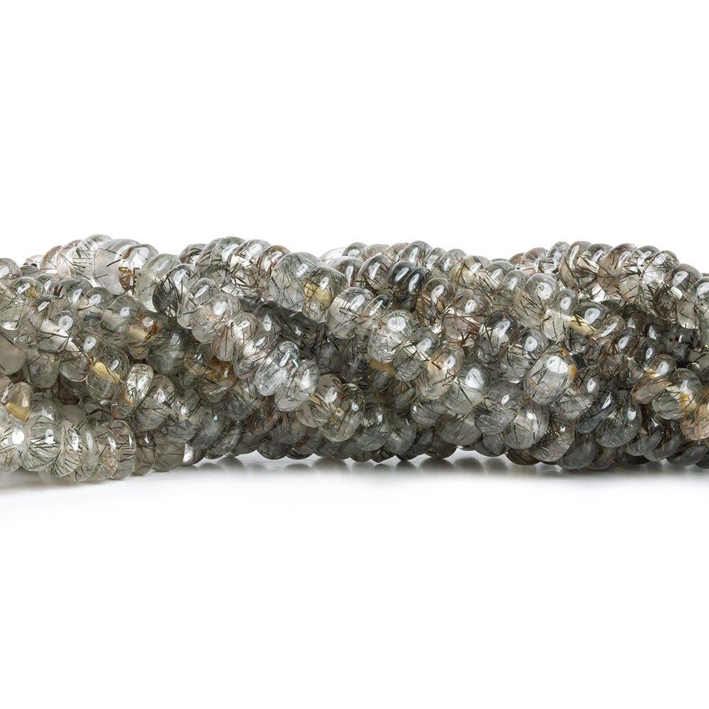 5mm-6mm Black Tourmalinated Quartz Plain Rondelle Beads 16 inch 135 pieces - The Bead Traders