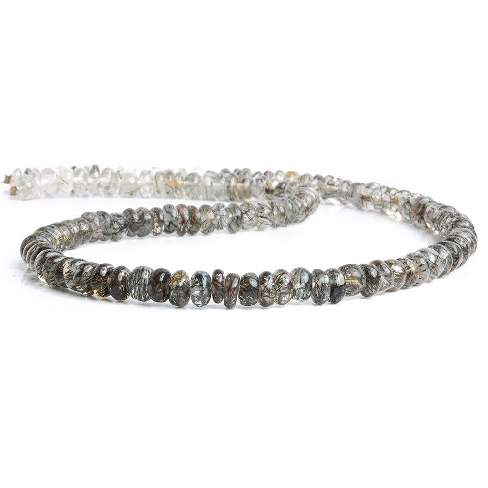 5mm-6mm Black Tourmalinated Quartz Plain Rondelle Beads 16 inch 135 pieces - The Bead Traders