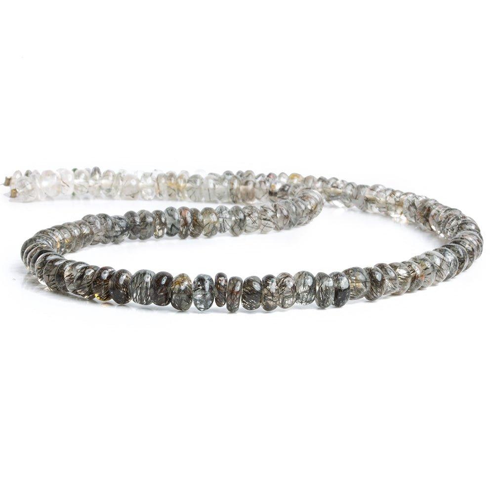 5mm-6mm Black Tourmalinated Quartz Plain Rondelle Beads 16 inch 135 pieces - The Bead Traders
