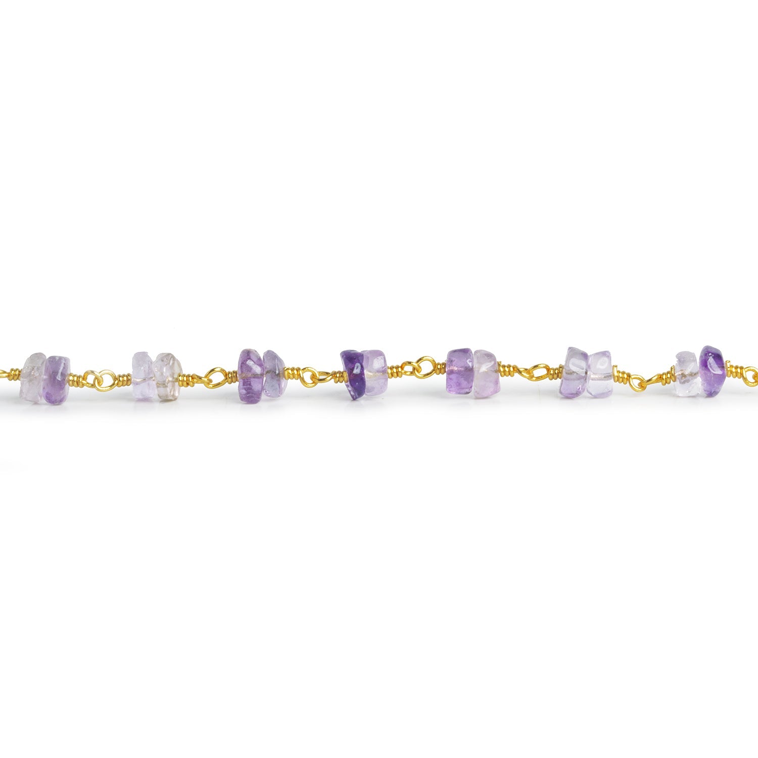 5mm Amethyst Rondelle Gold Chain 56 pieces - The Bead Traders