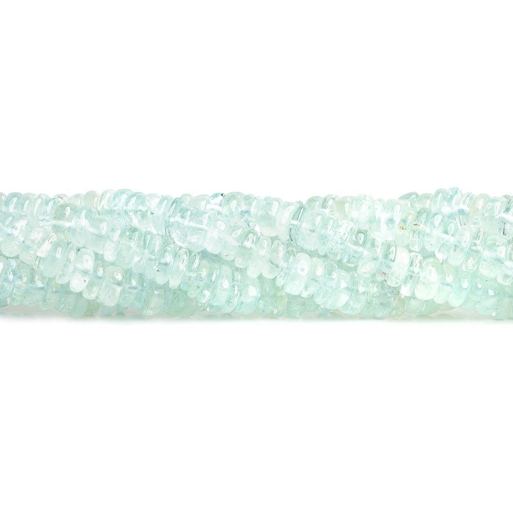 5mm Aquamarine Plain Heishi Beads 16 inch 230 pieces - The Bead Traders