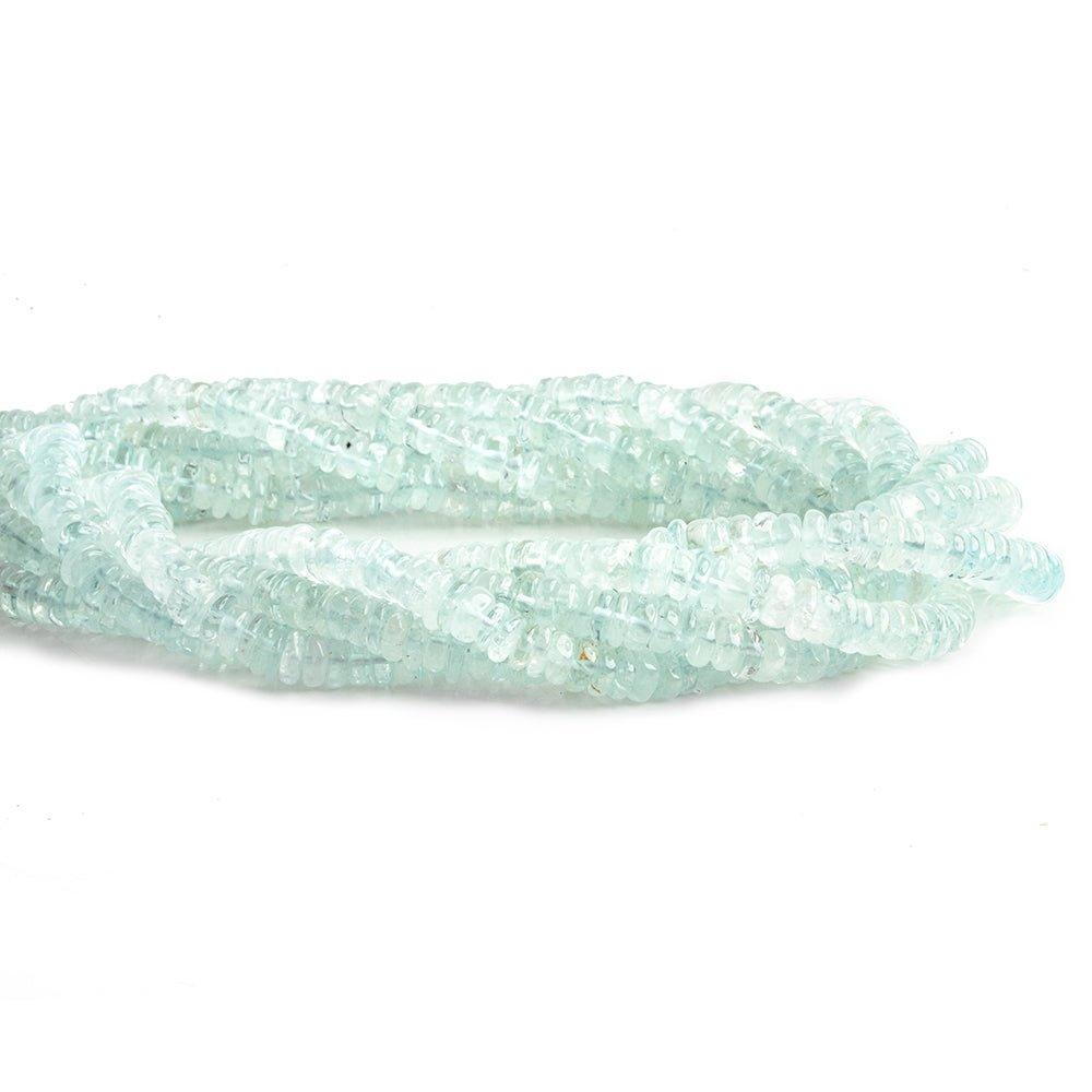 5mm Aquamarine Plain Heishi Beads 16 inch 230 pieces - The Bead Traders