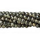 5mm Black Enamel Brass Beads Round Diamond Cut Beads, 8 inch - The Bead Traders