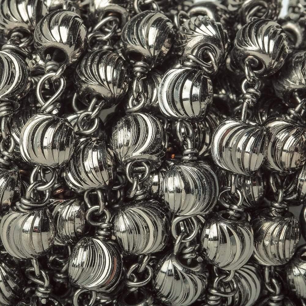 5mm Black Gold plated Fluted Round Black Gold plated Chain by the foot - The Bead Traders