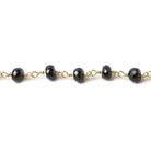 5mm Black Spinel faceted rondelle Gold plated Chain by the foot 30 pcs lab created - The Bead Traders