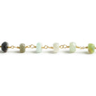 5mm Blue Peruvian Opal plain rondelle Gold plated Chain by the foot with 35 pcs - The Bead Traders