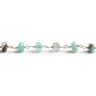 5mm Blue Peruvian Opal plain rondelle Silver plated Chain by the foot with 35 pcs - The Bead Traders