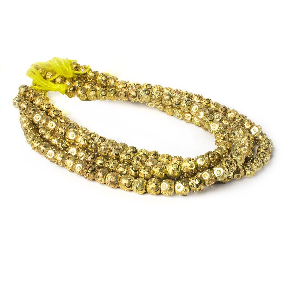 5mm Brass Bead Round Brushed Diamond Cut Circle Beads, 8 inch - The Bead Traders