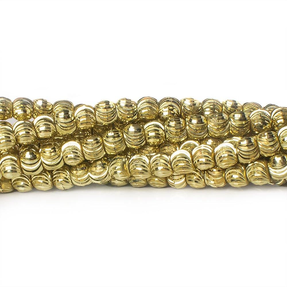 5mm Brass Curved Fluted Round Beads, 8 inch - The Bead Traders