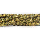 5mm Brass Diamond Cut Diagonal Groove Round Beads, 8 inch - The Bead Traders