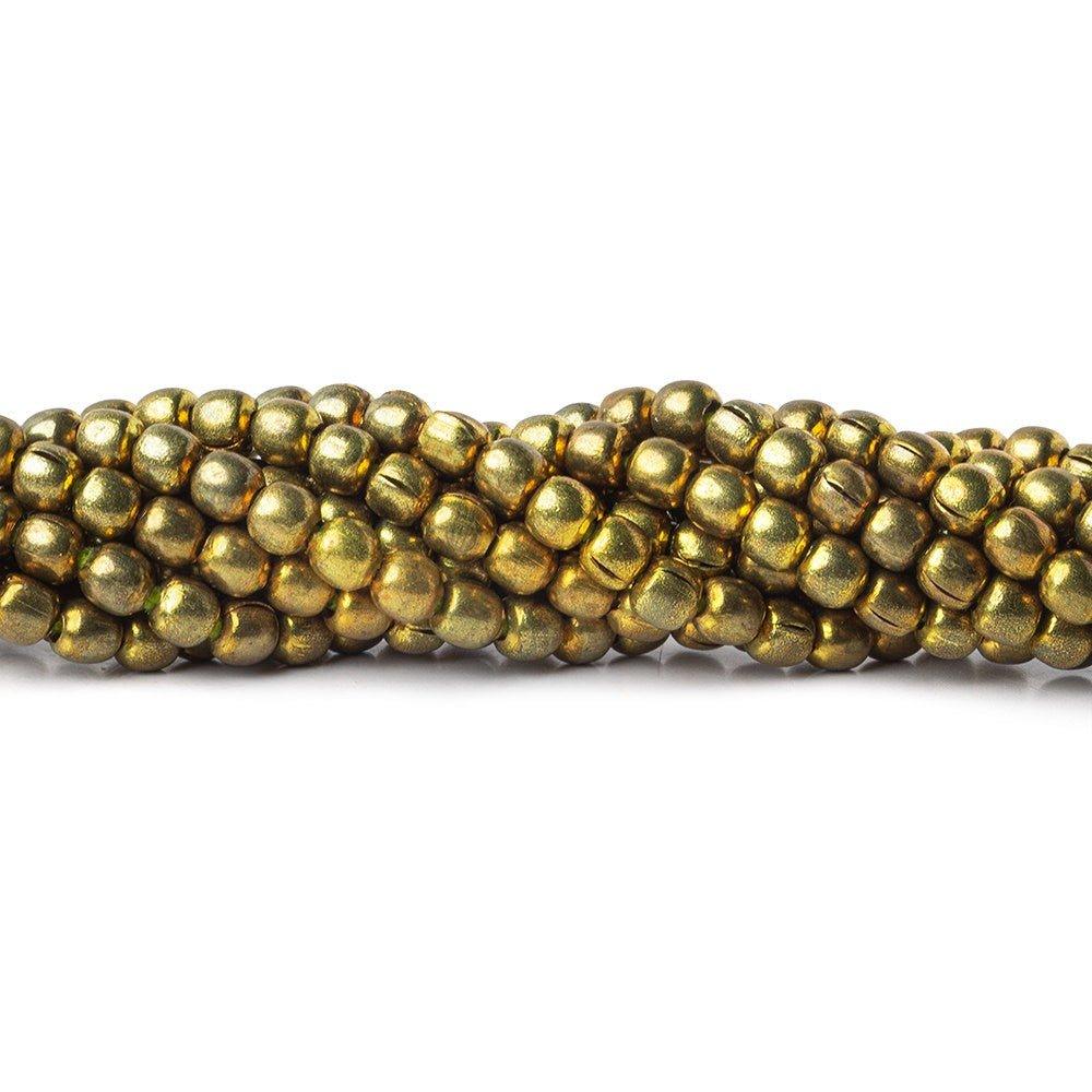 5mm Brass Plain Round Beads 8 inch 44 beads - The Bead Traders