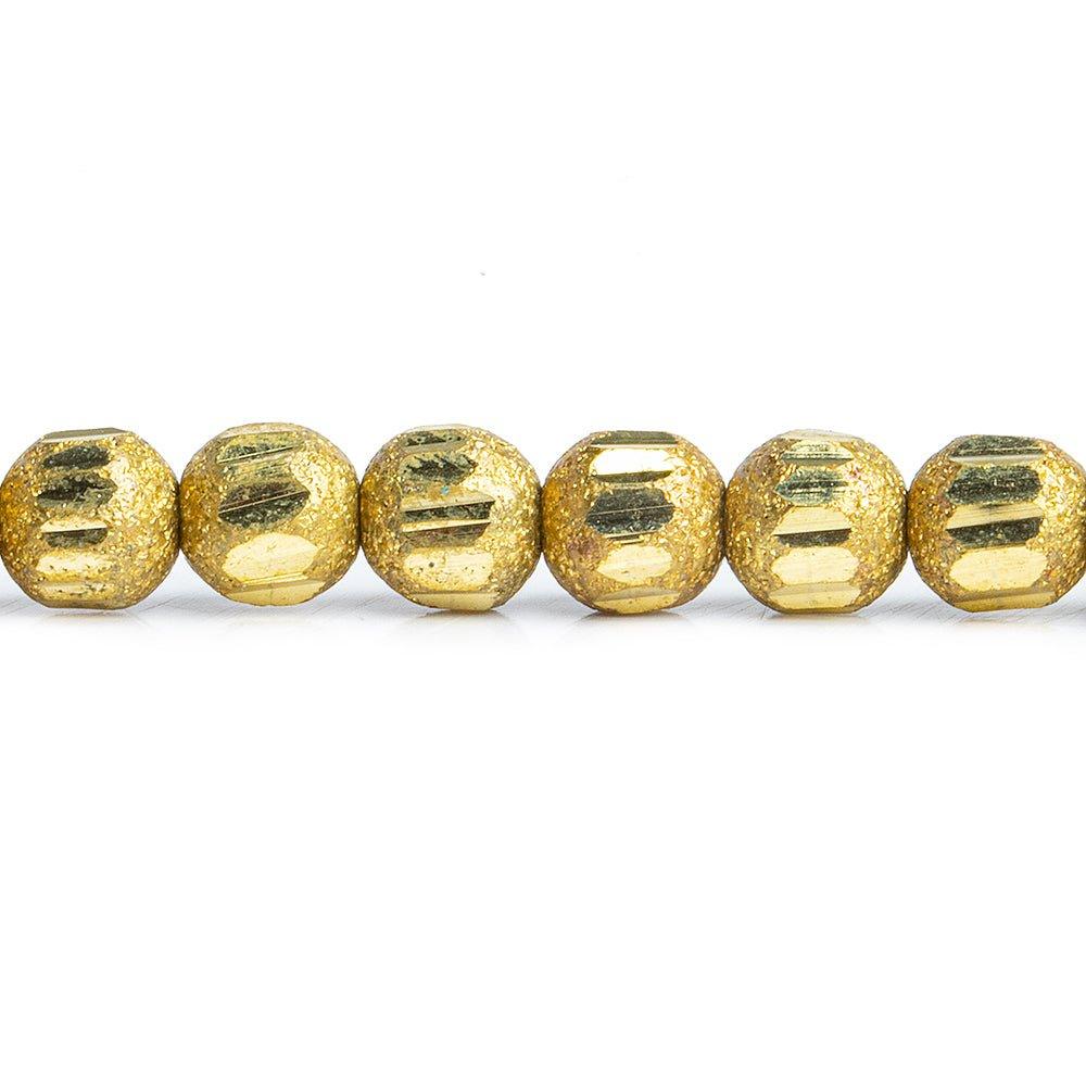 5mm Brass Textured Round Beads 8 inch 42 pieces - The Bead Traders