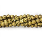 5mm Brass Textured with Shiny Stripe Round Beads, 8 inch - The Bead Traders