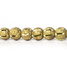 5mm Brass Textured with Shiny Stripe Round Beads, 8 inch - The Bead Traders