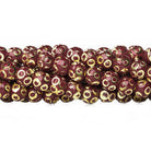 5mm Burgundy Enamel Diamond Cut Brass Rounds Beads, 8 inch - The Bead Traders