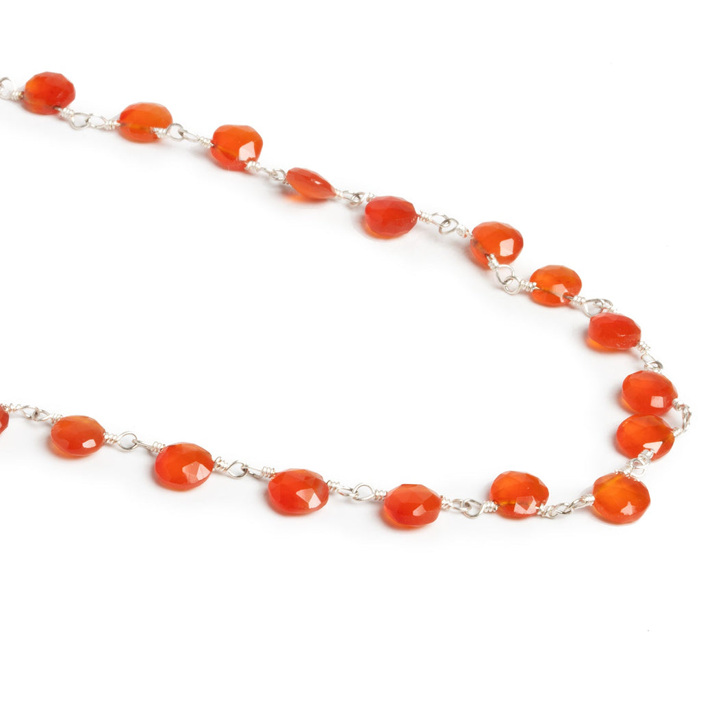 5mm Carnelian Top-Drilled Coin Silver Chain 30 beads - The Bead Traders