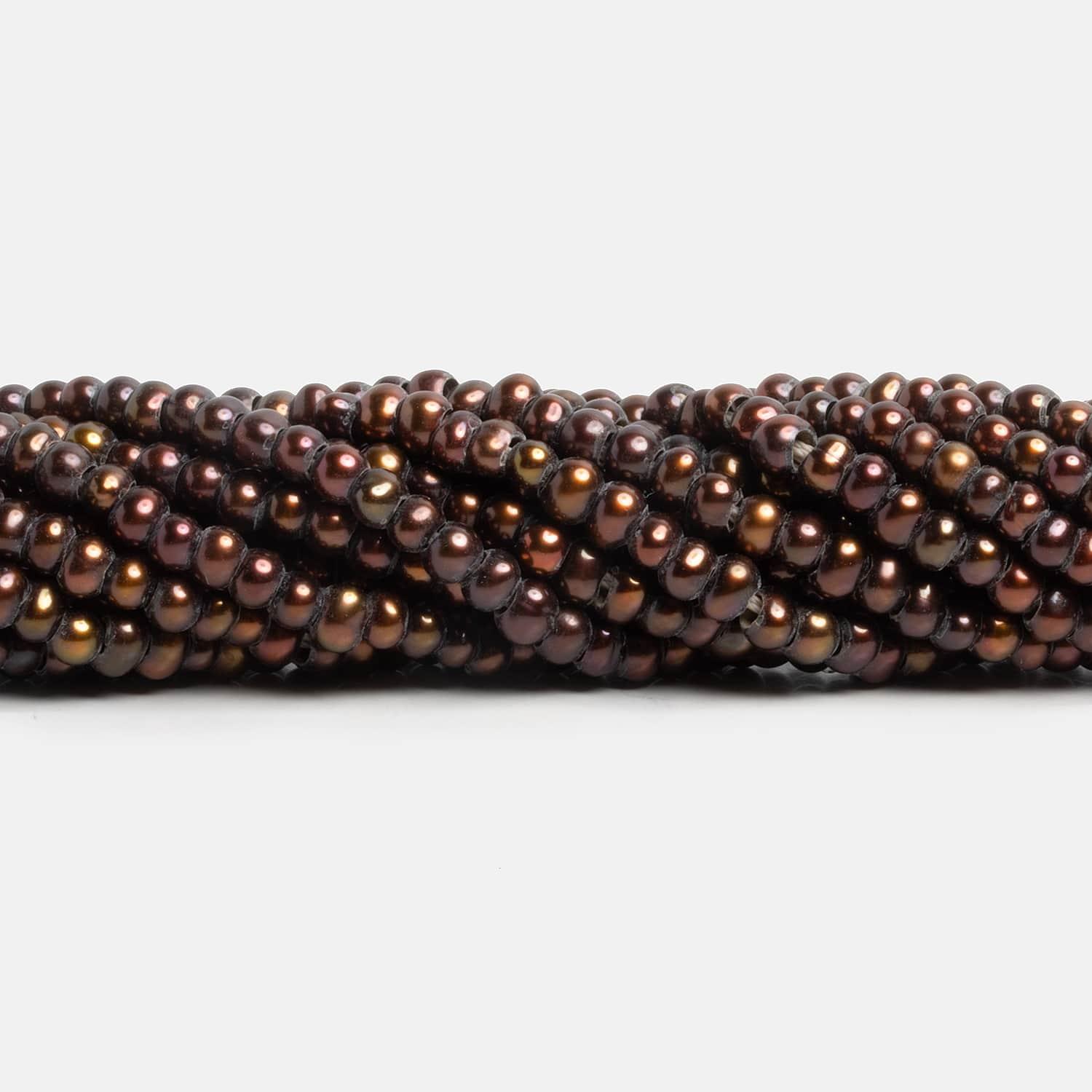 5mm Chestnut Large Hole Off Round Pearls 15 inch 110 pieces - The Bead Traders