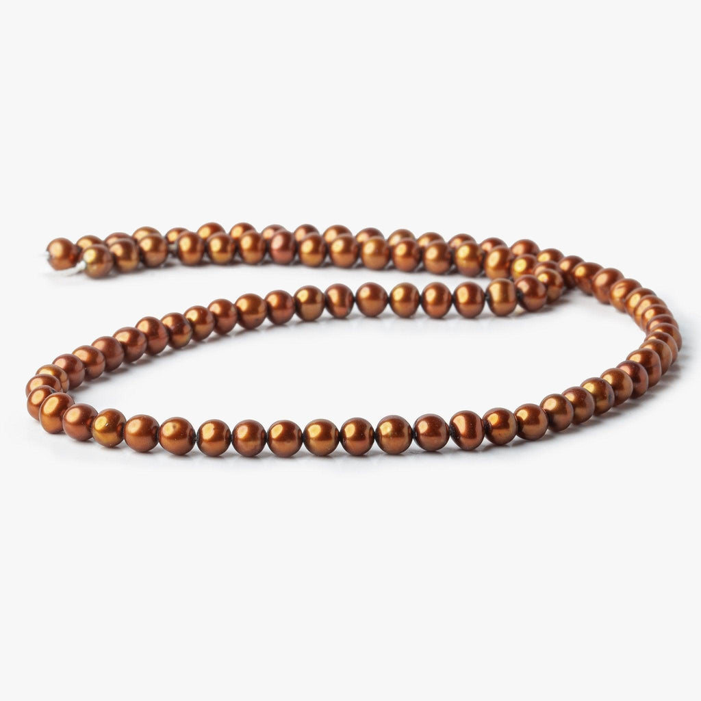 5mm Copper Side Drilled Potato Freshwater Pearls , 15 inch - The Bead Traders