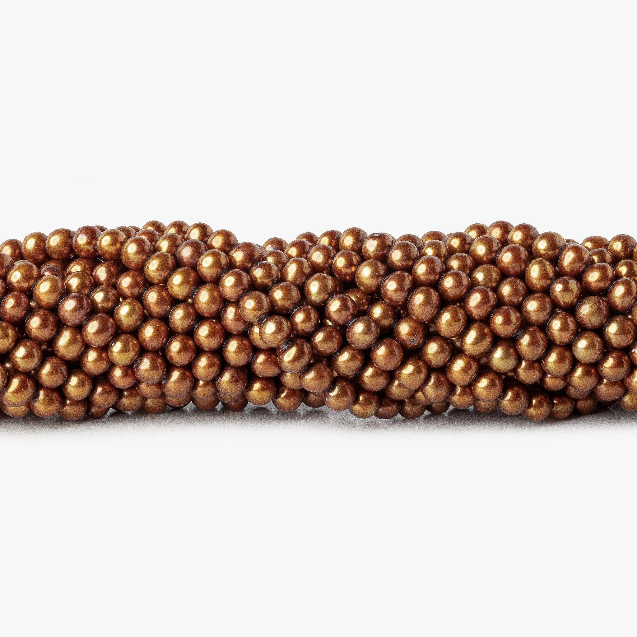 5mm Copper Side Drilled Potato Freshwater Pearls , 15 inch - The Bead Traders
